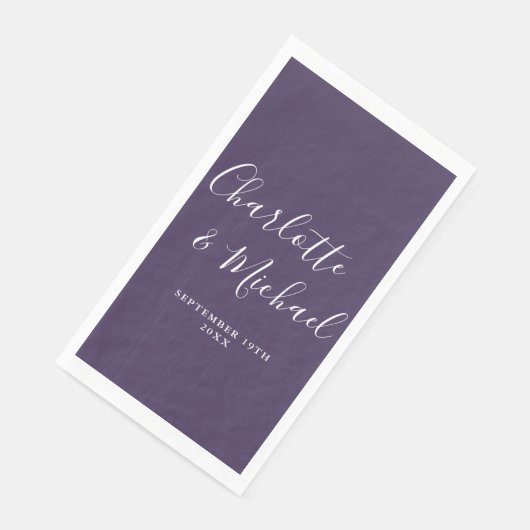 Lila Elegante Signature Script-Hochzeit Serviette (Ecke)