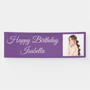 Lila elegante Skript Foto Alles Gute zum Geburtsta Banner