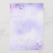 Lila elegante Speisekarten für Hochzeiten Menükarte (Rückseite)