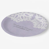 Lila elegante Spitzentapier-Teller Pappteller (Schrägansicht)
