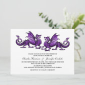 Lila, eleganter Dragon Wedding-Einladung Einladung (Stehend Vorderseite)