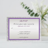 Lila - Eleganter Glitzer Wedding RSVP Karte (Stehend Vorderseite)