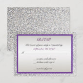 Lila - Eleganter Glitzer Wedding RSVP Karte (Vorne/Hinten)