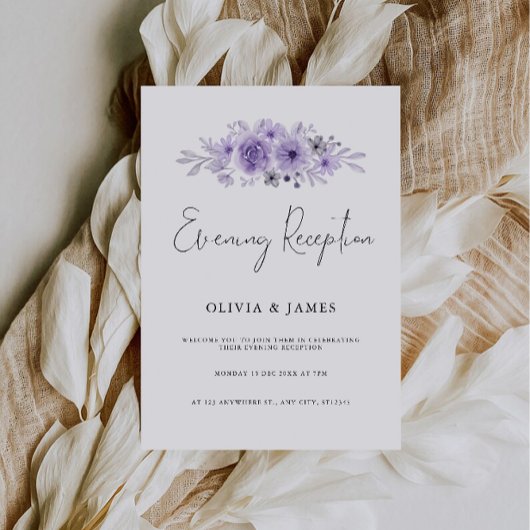 Lila Eleganter Minimalistischer Abend Empfang Einladung