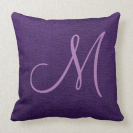 Lila, eleganter Monogramm-Leinwand-Look Kissen