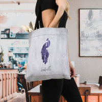 Lila Eleganter Pfau Personalisiert Tote Beutel