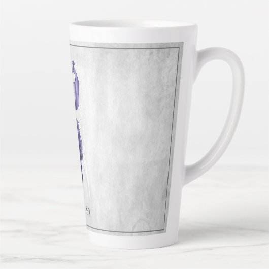 Lila Eleganter Pfau Personalisierte Latte-Tasse Milchtasse (Rechts)