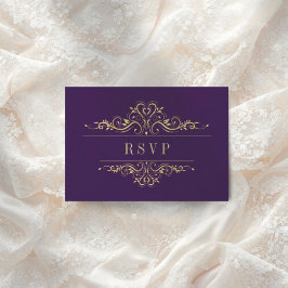 Lila, eleganter Rahmen RSVP Karte