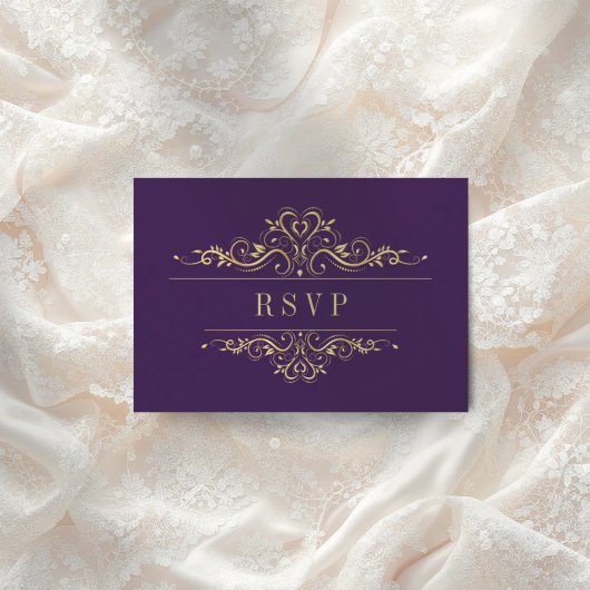Lila, eleganter Rahmen RSVP Karte
