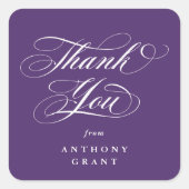 Lila eleganter Script-Abschluss Vielen Dank Quadratischer Aufkleber (Vorderseite)