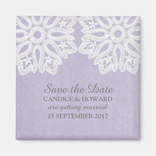 Lila eleganter Spitzen-Save-the-Date-Magnet Magnet