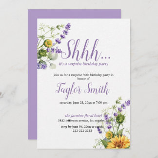 Lila elegantes Floral Surprise Party Einladung