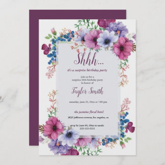 Lila elegantes Floral Surprise Party Einladung