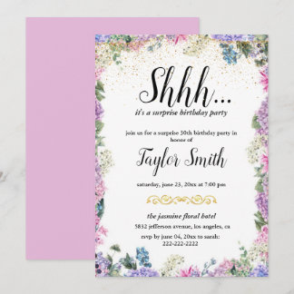 lila elegantes Floral Surprise Party Einladung