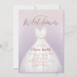Lila elegantes Hochzeitskleid-Brautparty Einladung