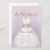 Lila elegantes Hochzeitskleid Brautparty Einladung (Vorne/Hinten)