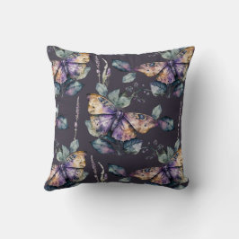 Lila elegantes Illustriertes Wasserfarbenschmetter Kissen
