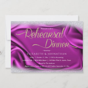 Lila Elegantes Minimal Hochzeit Probe Abendessen Einladung