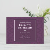 Lila elegantes Muster Eid al-Fitr Einladung (Stehend Vorderseite)