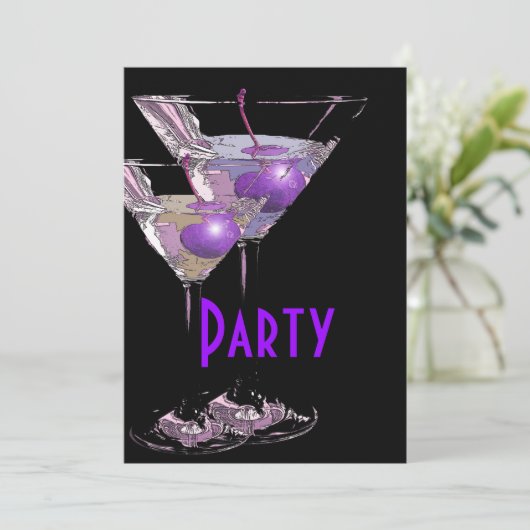 Lila elegantes Party Einladung (Stehend Vorderseite)