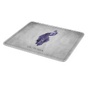 Lila elegantes Pfau-Personalisiertes Schneidebrett (Ecke)