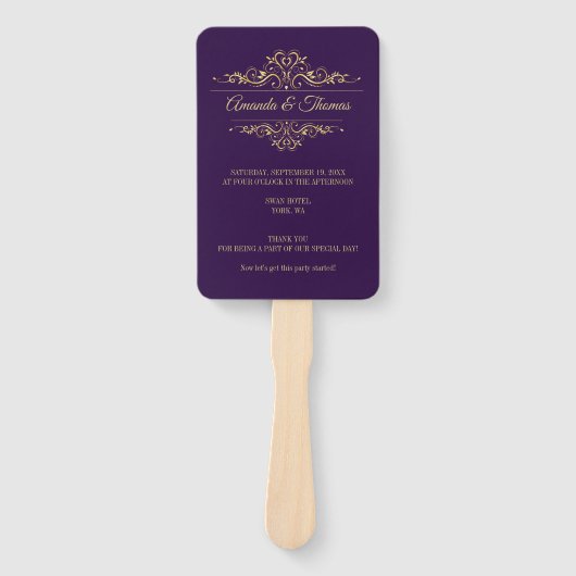 Lila elegantes Rahmen-Stilvolles Hochzeitsprogramm Fächer (Vorderseite)