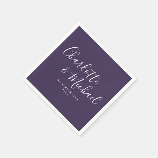 Lila, elegantes Script Minimalistisch Napkins Serviette (Ecke)