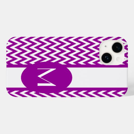 Lila elegantes Zickzack Design mit Monogramm Case-Mate iPhone Hülle (Rückseite (Horizontal))