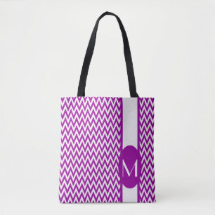 Lila elegantes Zickzack Design mit Monogramm Tasche