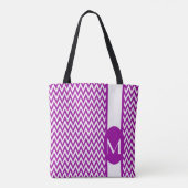 Lila elegantes Zickzack Design mit Monogramm Tasche (Rückseite)