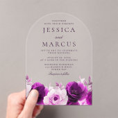 Lila Eleganz: Lilac Violet Rose Blumenhochzeit Acryleinladungen (Insitu (Handheld))