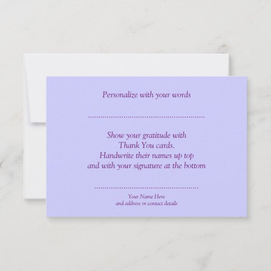 Lila Eleganz Vielen Dank Hinweis Einladung (Rückseite)