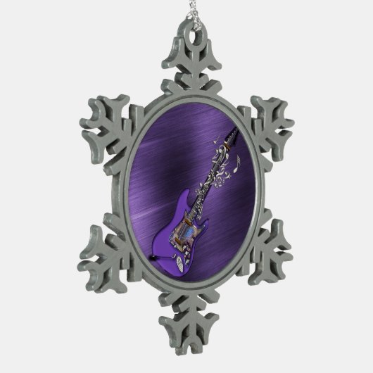 Lila elektrische Gitarre Schneeflocken Zinn-Ornament (Links)