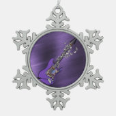 Lila elektrische Gitarre Schneeflocken Zinn-Ornament (Vorderseite)