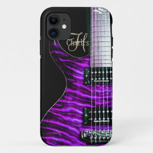 Lila elektrische Gitarren-Monogramm iPhone Kasten Case-Mate iPhone Hülle