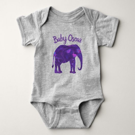 Lila Elephant Abstrakt Silhouette Baby Bodysuit Baby Strampler (Vorderseite)