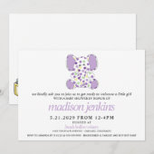 Lila Elephant Baby Dusche Einladung (Vorne/Hinten)