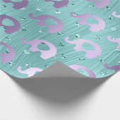 Lila Elephant Baby Dusche Prinzessin Herz Geschenkpapier (Ecke)