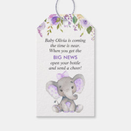 Lila Elephant Baby Girl Dusche Mini Flasche Gefall Geschenkanhänger
