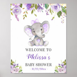 Lila Elephant Baby Girl Dusche Sprinkle Empfang Poster