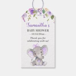 Lila Elephant Baby Girl Dusche Sprinkle Gefallen Geschenkanhänger