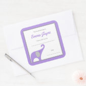 Lila Elephant Baby Shower Book Library Quadratischer Aufkleber (Umschlag)