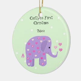 Lila Elephant Baby's First Christmas Keramik Ornament