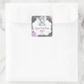 Lila Elephant Girl Square Sticker (Tasche)