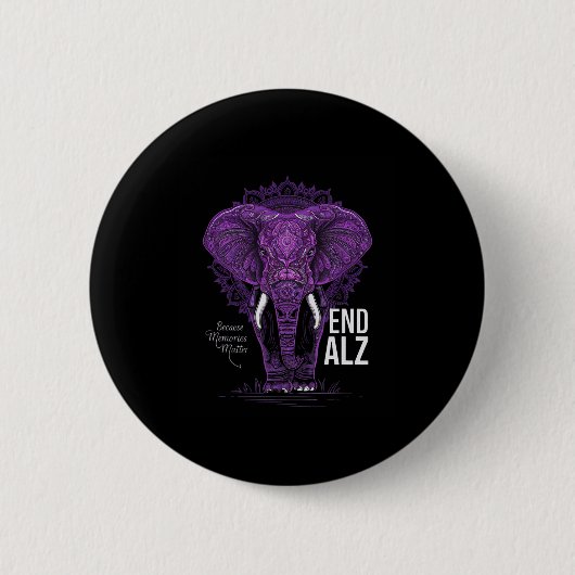 Lila Elephant Heimerheimer Awareness End Heimer Button (Vorderseite)