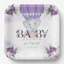 Lila Elephant Hot Air Ballon Babydusche