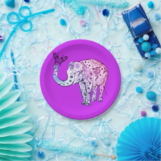 Lila Elephant Paper-Teller Pappteller (Party)