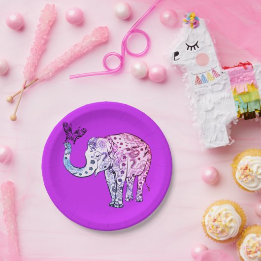 Lila Elephant Paper-Teller Pappteller (Party)