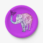 Lila Elephant Paper-Teller Pappteller (Vorderseite)