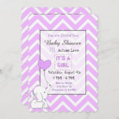 Lila Elephant Themeed Baby Shower Einladungen (Vorne/Hinten)